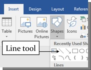 The line tool in Word is useful for adding writing spaces.