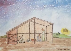 Nativity scene drawing and painting