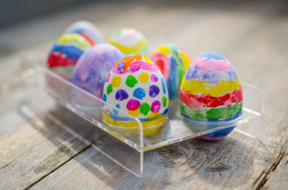 Hand painted eggs are a great craft for kids day for Easter outreach