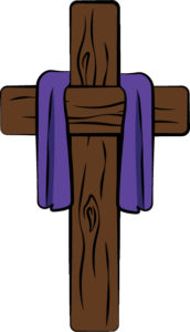 Easter cross with purple cloth